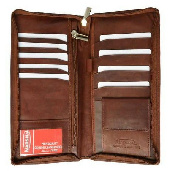 Zip Around genuine leather Travel Wallet with Passport and Boarding pass Holder 663CF
