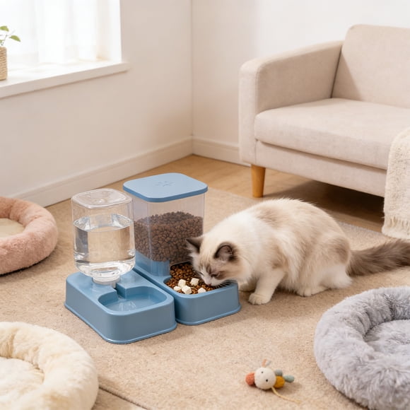 Dvkptbk plastic bowl Cats Bowl Two In One Drinking Water Dog Water Bowl Rice Bowl Pet Bowl Drinking Water Feeding All One Suitable for Dogs and Cats To Live and Drink Water