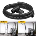 thumbnail image 2 of 2/1M Flexible Spiral Cable Wire Protector Cable Organizer Computer Cord Protective Tube Clip Organizer Clamps Management Tools 10mmx1m Gray, 2 of 6