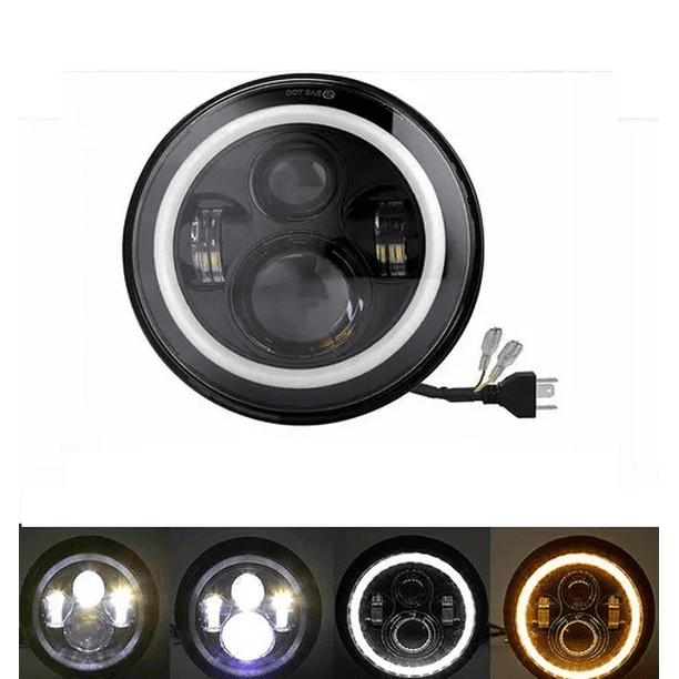 Faro Led Redondo Ojos De Ángel De 7 In Alto/bajo jeep Y moto Malubero 120 W H4