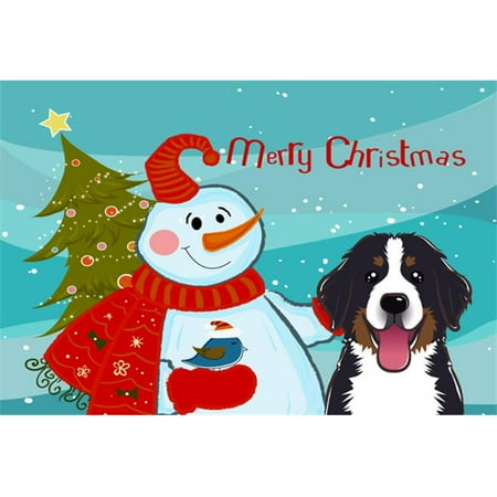

Carolines Treasures BB1857PLMT Snowman With Bernese Mountain Dog Fabric Placemat