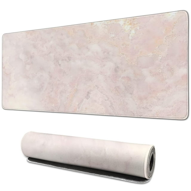 Pink Gold Marble Large Mouse Pad - Cute 31.5x11.8in Desk Mat for Laptop & Keyboard