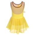 thumbnail image 3 of IBTOM CASTLE Girls Ice Figure Skating Dress Sparkly Sequins Sheer Mesh Chiffon Ballet Dance Leotard Dress Ballerina Dancewear 9-10 Years Yellow, 3 of 8