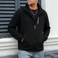 thumbnail image 2 of vdgthytj Jackets for Men Fleece Lined Long Sleeve Full Zip Stand Collar Elastic Cuffs Fall Winter Warm Thick Casual Outwear with Pockets(XX-Large,Black), 2 of 9
