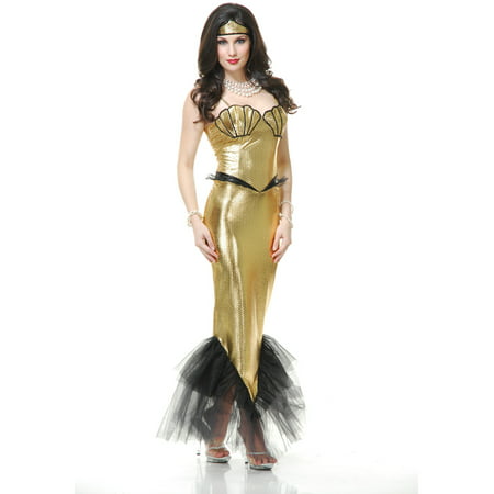 Adults Womens  Tight Gold Black Fantasy Mermaid Costume