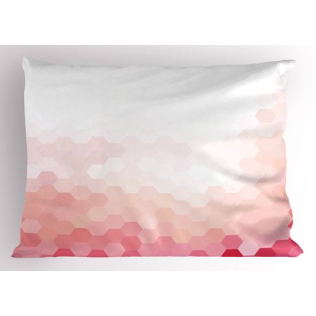 Light Pink Pillow Sham Grant Toned Geometric Digital Abstract Light Pink Pillow Sham Grant Toned Geometric Digital Abstract Hexagon Modern Display Decorative Standard Queen