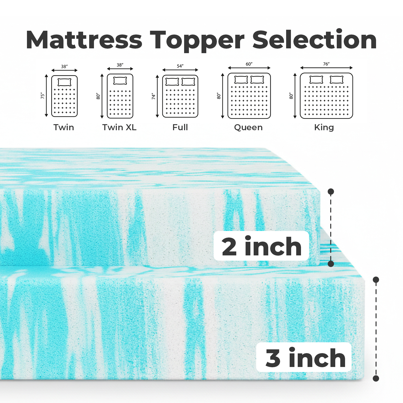 Alvantor 2-Inch Cooling Gel Memory Foam Topper photo 2