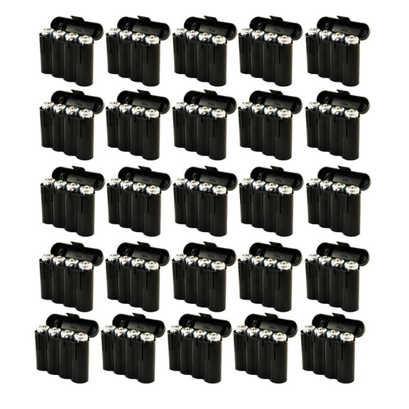 25 Bulk AA / AAA / CR123A Black Battery Holder Storage Cases