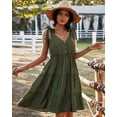 thumbnail image 1 of YNIQUE Robe Courte d'Été Décontractée pour Femme à Bretelles Spaghetti, Smockée et à Volants, pour Vacances, 1 of 6
