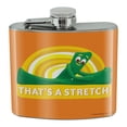 thumbnail image 1 of Gumby Stretching That's A Stretch Exercise Stainless Steel 5oz Hip Drink Kidney Flask, 1 of 3