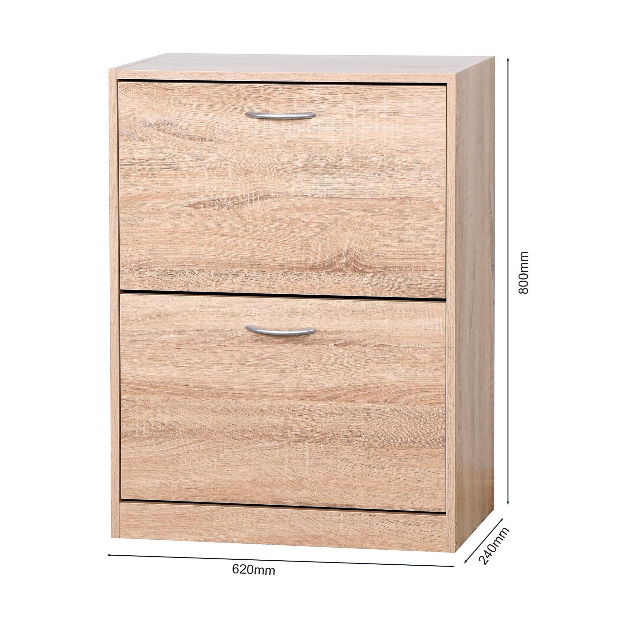 Kadyn Wooden Shoe Cabinet for Entryway, White Freestanding Shoe Rack Storage Organizer with 2 Flip Doors, Natural Kadyn Wooden Shoe Cabinet for Entryway, White Freestanding Shoe Rack Storage Organizer with 2 Flip Doors, Natural