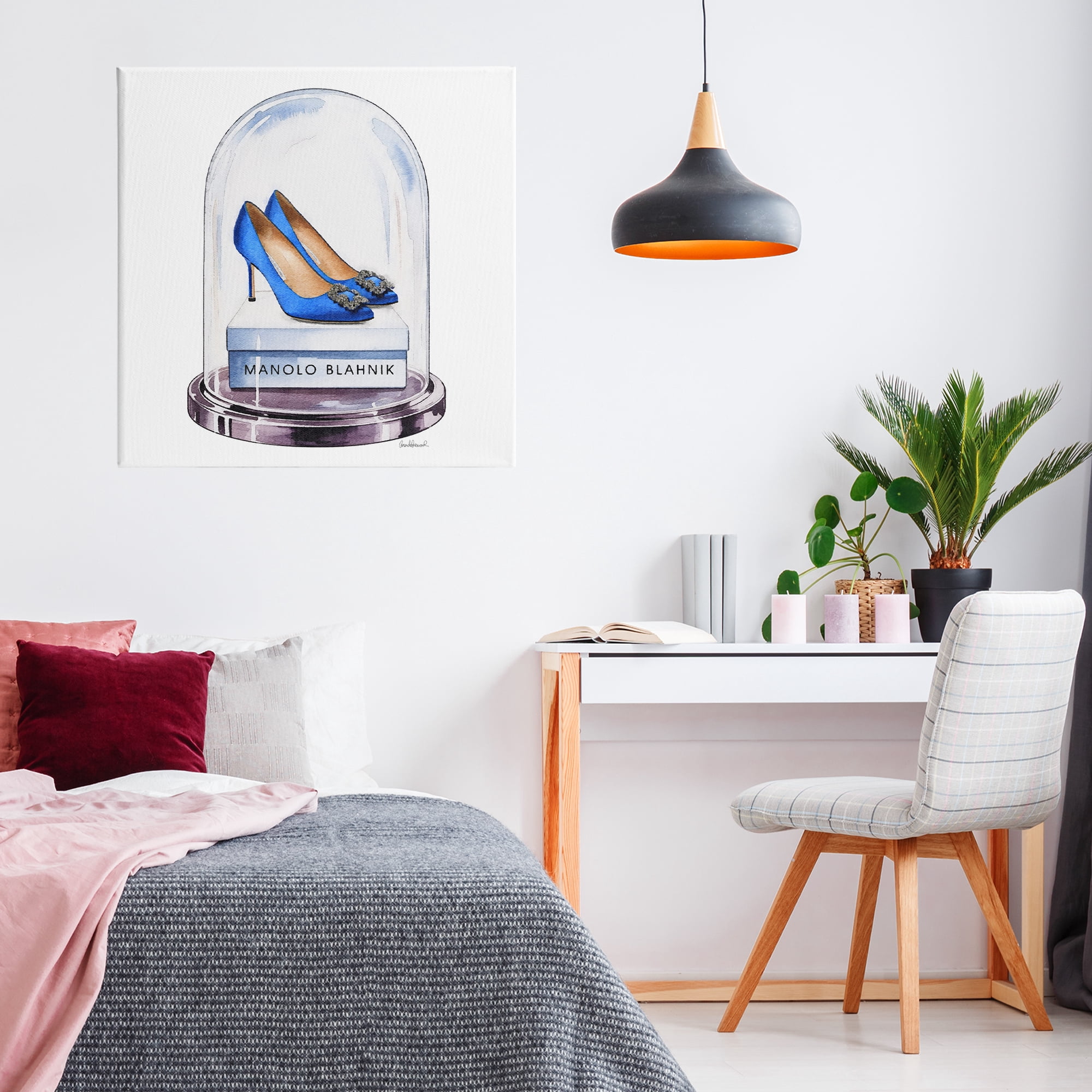 Stupell Industries Blue Heels in Bell Jar Canvas Wall Art, design by Amanda Greenwood