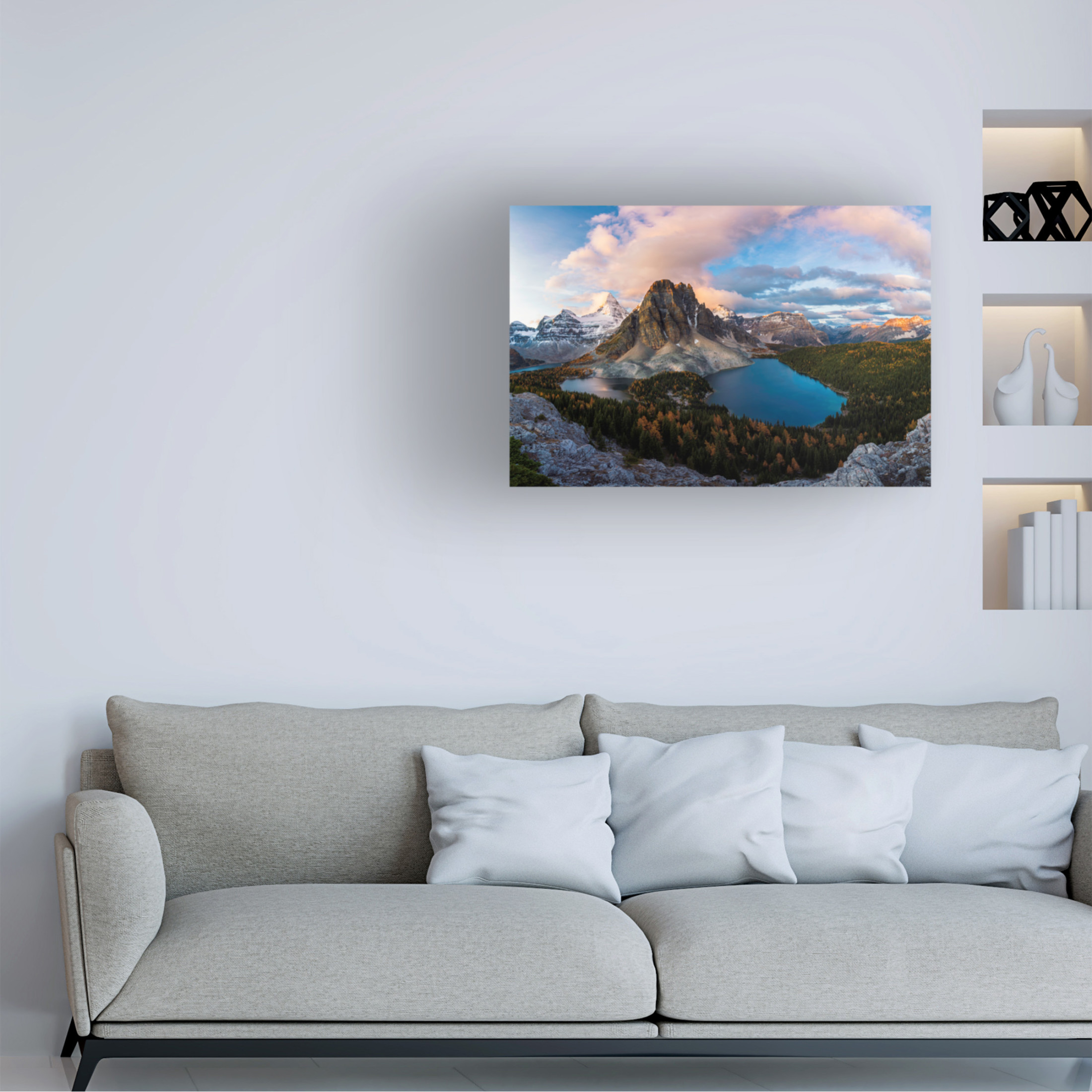 Canvas Wall Art - Jenny L. Zhang 'Sunrise At Mt Assiniboine' Wall Art for Living Room, Bedroom, or Office Décor by Trademark Fine Art - 32 x 22 Inches