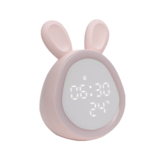 Alarm Clock Kids Sleep Bedside Wake Up Clock Digital Desktop Table Clock Kitchen Study Timer Decor Cute Cartoon Charging Clock (Pink)