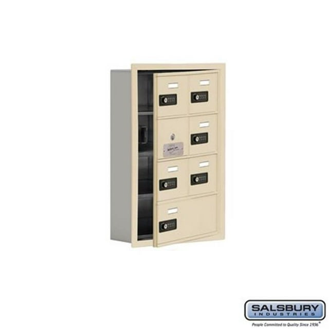 Salsbury 19145-07SRC 16.25 x 24.25 x 5.75 in. Cell Phone Storage Locker with Front Access Panel - Recessed Mounted, Resettable Combination Locks - Sandstone
