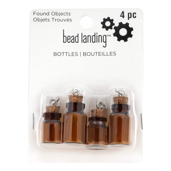 Bead Landing Found Objects Brown Glass Bottle Charms, 12 Packs: 4 ct. (48 total)