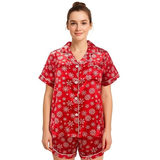 HITIME Pijama de Satín para Mujer Talla 2XL, Conjunto de Short y Playera de Verano, Tela de Lujo Suave y Transpirable, Ideal para Dormir o Lounge
