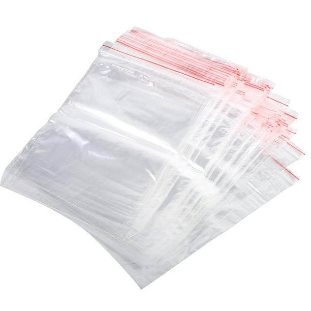FAGINEY 3 Sizes 100Pcs Reusable Zip Lock Clear Plastic Seal Packaging