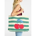 thumbnail image 5 of No Boundaries Women's Cherry Beach Tote Bag, Green Cherry, 5 of 6