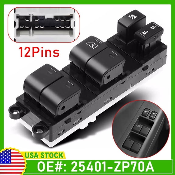 Window Switch For 07-19 Nissan Frontier Front Left Crew Cab Pickup Power Black