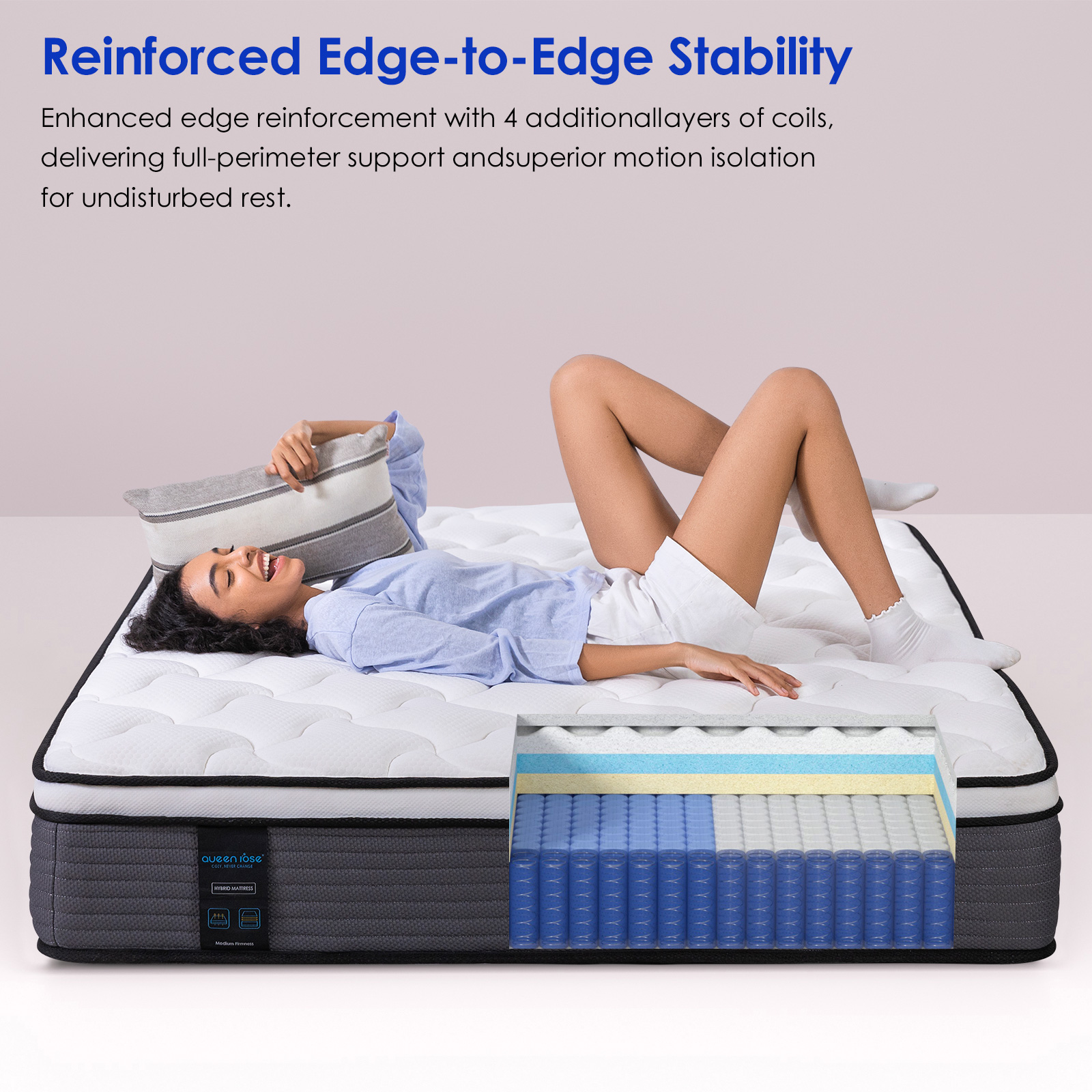12'' Full Size Mattress, Hybrid Firm Mattress in a Box with Gel Memory Foam, Individually Wrapped Pocket Coils Innerspring, Pressure-Relieving and Supportive, Mattress Full