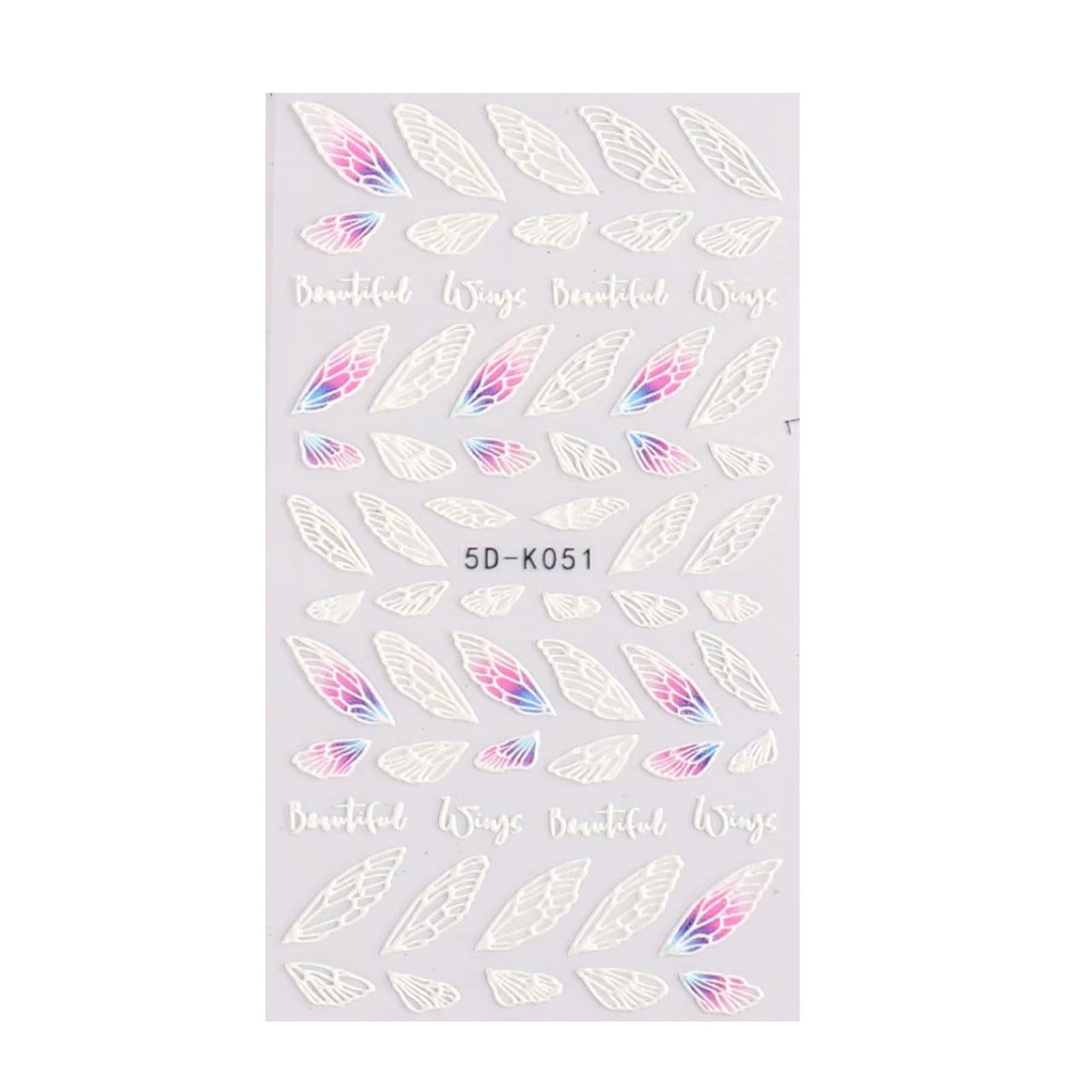 WREESH Nail Art Embossed Sticker 5d Three-dimensional Hollow White Lace Butterfly Flower Nail Applique