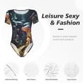 thumbnail image 6 of Rateoe Purple Glowing Mushroom Printed Women Rash Guard Short Sleeve,Tummy control Swimsuit Surfing Swimsuit Bathing Suit Short-sleeved Onesie UPF 50+, 6 of 6