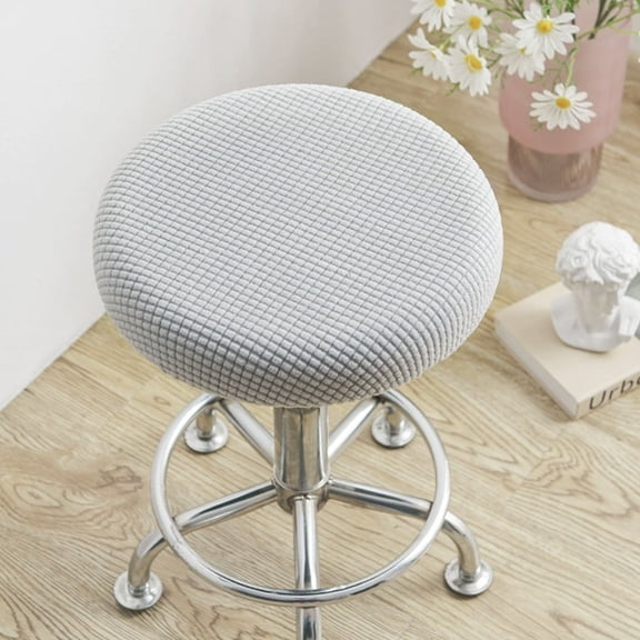 Cevemin Plaid Round Stool Cover - Protective Stretchable Chair Cover for Swivel Chairs, Bar Stools, Beauty Salon, Home Office Use, Fits Diameter 11.81-14.17 Inches