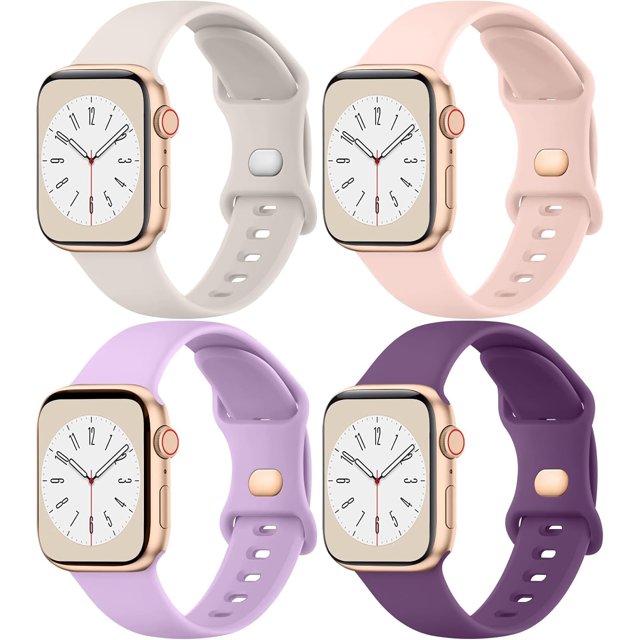 4 bandas de silicona líquida compatibles con Apple Watch Band 49/46/ 41/ 45/ 38/ 42/ 40/ 44mm Mujeres Hombres, correas de repuesto suaves compatibles con iWatch Ultra 2Series 10 9 8 7 SE 6 5 4 3 2 1