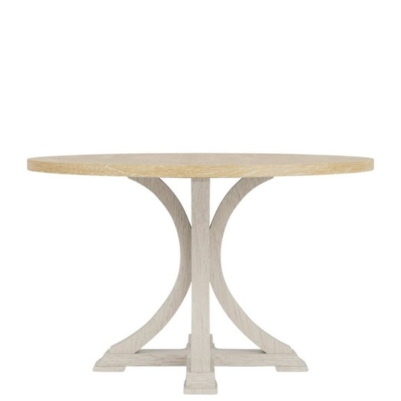 FurniFact Beige Round Wood Dining Table, 48 Inch Round Table for 4 in Farmhouse Style