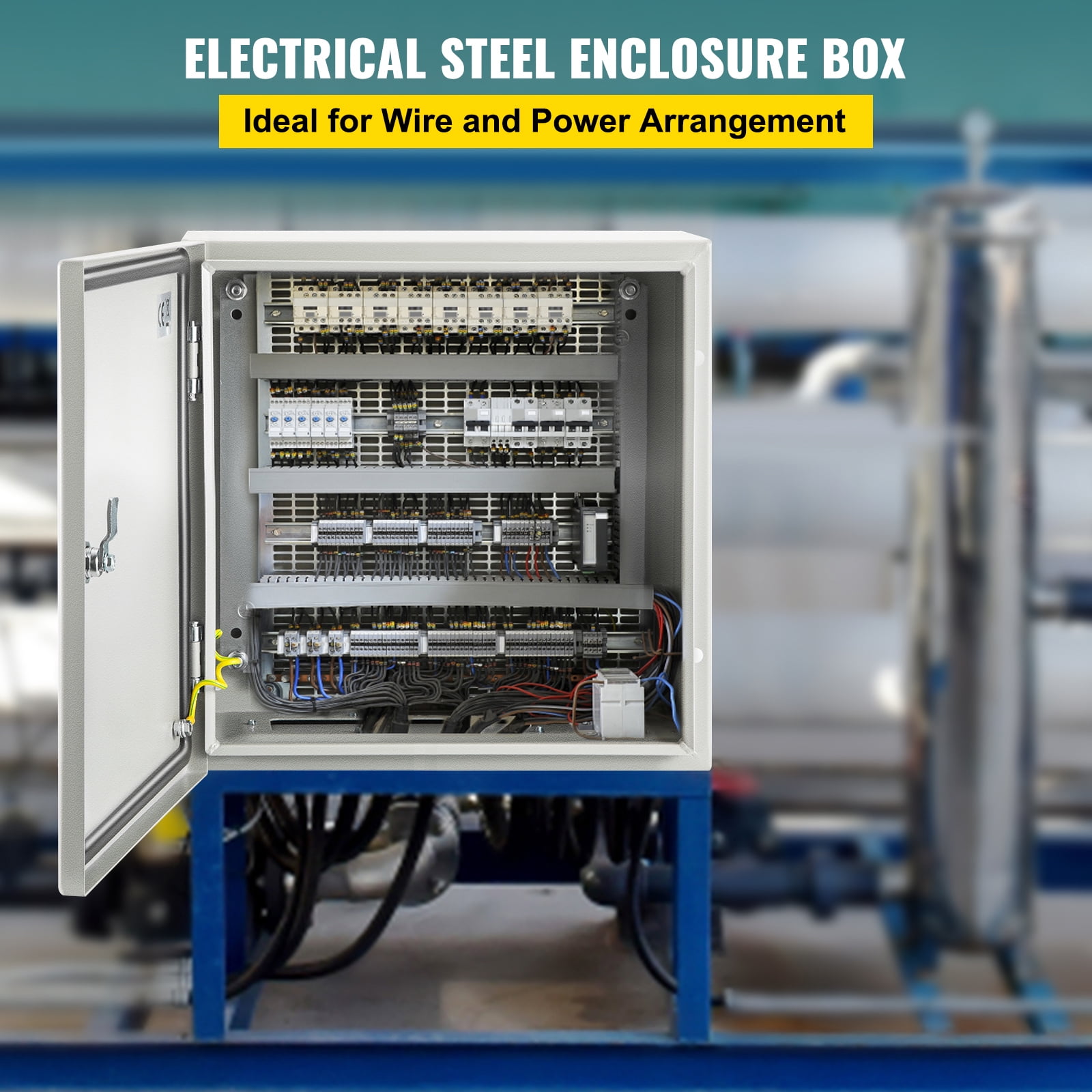 KFFKFF NEMA Steel Housing, 16 x 16 x 8'' NEMA 4X Steel Electric Casing, IP66 Resistant to Water & Dust, Exterior/Interior Electric Connection Box, with Fixing Panel
