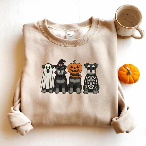 Embroidered Miniature Schnauzer Ghost Dogs, Sweatshirt