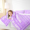 thumbnail image 3 of Manfei Kids Princess Queen Comforter Set, Dreamy Purple Cartoon Bedding Sets, Positive Thoughts Reversible Bedding Comforter Set, Luxury Bedroom Decor, 3 Pieces, 3 of 9