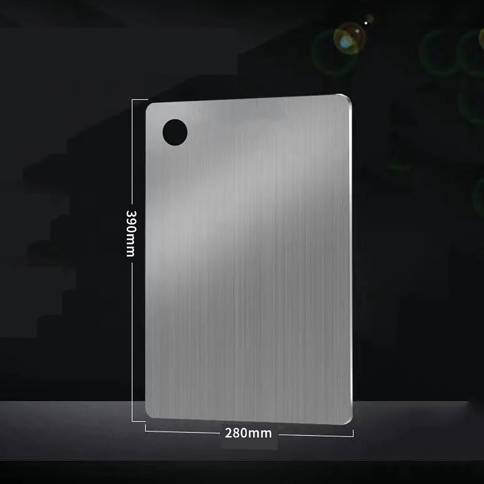 HengDidi 1mm Thick Double Sided Stainless Steel Chopping Board Kitchen Cutting Mat Hygienic Non Porous Easy Clean Hanging Hole Meat Vegetable Prep Durable