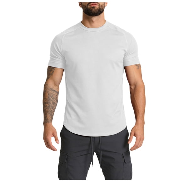 Zshosam Camisetas Para Hombre Mens Muscle Slim T Shirts Texture Gym Workout Athletic Tee Shirt Size XXL,(White XXL)