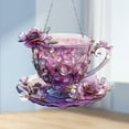 thumbnail image 4 of YANHAIGONG Purple Coffee Cup Ornament, Hanging Porch Decoration Pendantfor Birthday Wedding Baby Bridal Shower Holiday Party Supplies ,Purple Iris Tea Cup Window Hanging Decor for Home Party Balcony, 4 of 8