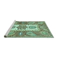 thumbnail image 2 of Ahgly Company Machine Washable Indoor Square Abstract Turquoise Blue Modern Area Rugs, 5' Square, 2 of 4