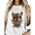 thumbnail image 2 of Women's T-Shirt Cute Squirrel Short Sleeve Casual Tee Classic Crew Neck T Shirt for Women White, 5XL, 2 of 7