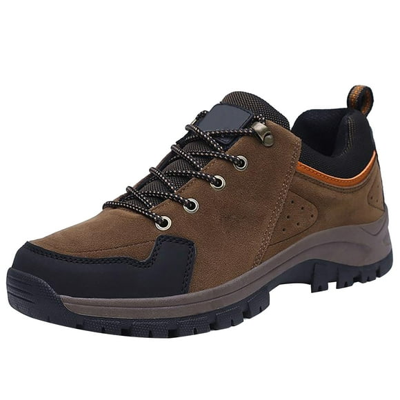 XIMIN Men Womens Slip On Shoes Suede Lightweight Walking Shoes Non Slip Waterproof Running Hiking Trekking Shoes Outdoor Casual Sneakers (47, Brown)