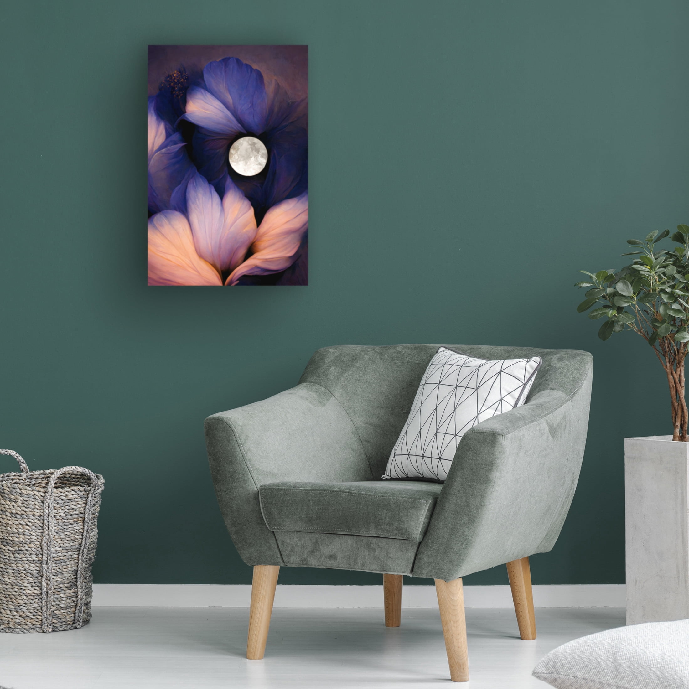 Canvas Wall Art - Treechild 'The Moon Flowers' Wall Art for Living Room, Bedroom, or Office D?cor by Trademark Fine Art - 30 x 47 Inches