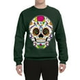 thumbnail image 2 of Wild Bobby Day Of The Dead Sugar Skull Pop Culture Unisex Crewneck Graphic Sweatshirt, Forest Green, 3X-Large, 2 of 5