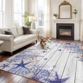 thumbnail image 3 of Summer Marine Life Living Room Rugs 5'x7', Watercolor Purple Starfish Ocean Bubble Wood Grain Low Pile Throw Large Area Rugs Non-Slip Sturdy Edge Binding Carpet for Dining Room Bedside Kitchen, 3 of 9