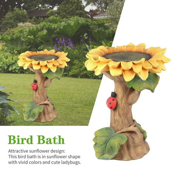 Sunflower Bird Bath Garden Outdoor Yard Lawn Decor Art Ornaments