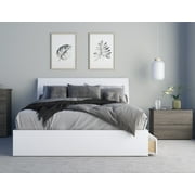 Nexera Tandem 3 Piece Queen Size Bedroom Set, Bark Grey and White