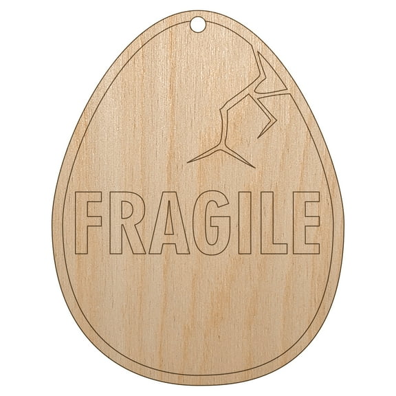 Fragile Cracked Chicken Egg Wood Holiday Christmas Tree Ornament Unfinished DIY Pre-Drilled Craft