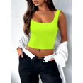 thumbnail image 2 of Womens Sleeveless Tanks Strappy Square Neck Skinny Cami Tops Basic Workout Fitness Crop Tank Top, 2 of 4