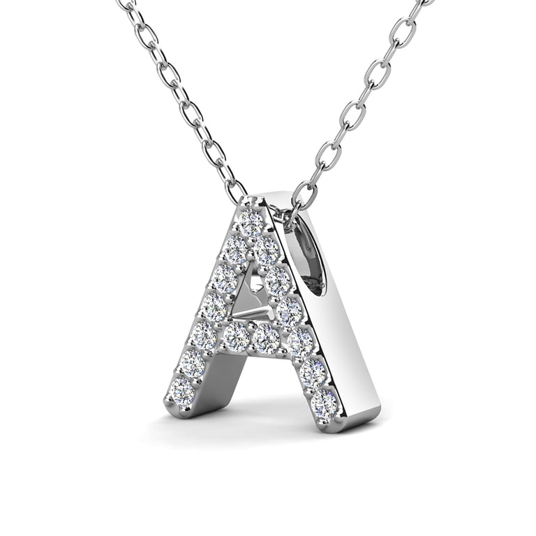 Cate & Chloe Initial Letter A Necklace, 18k White Gold photo 6