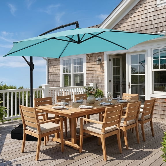 Autlaycil 10FT Cantilever Patio Umbrella, Hanging Offset Umbrella with Umbrella Stand - Blue