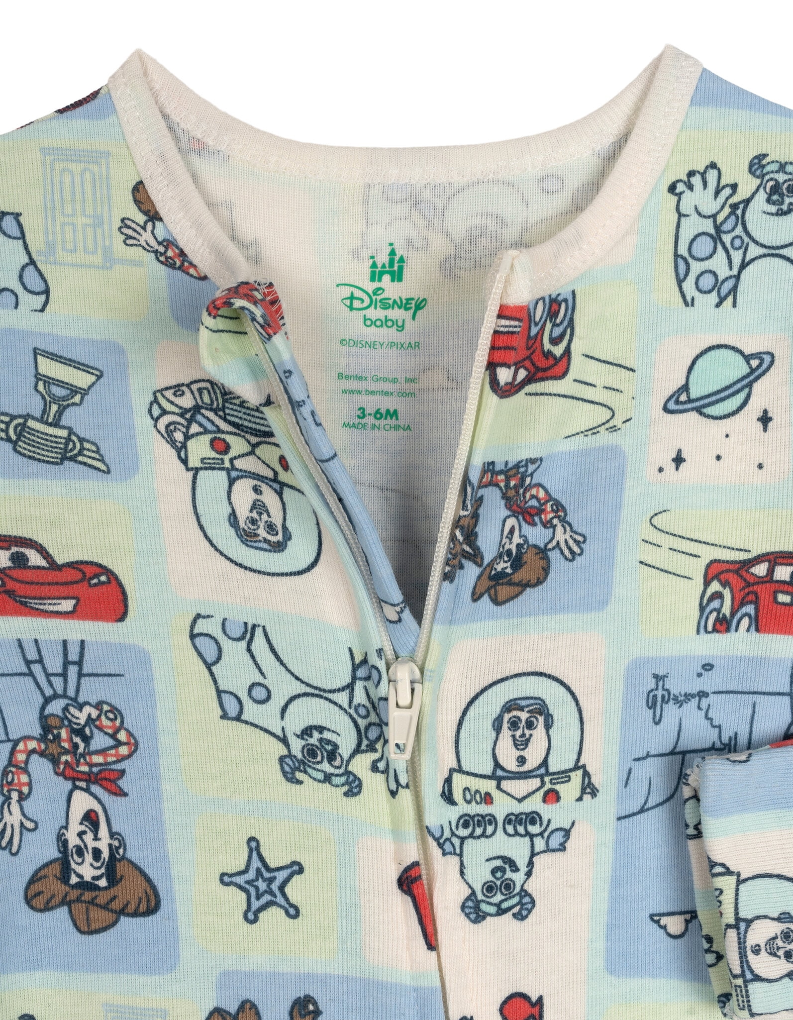 Disney Pixar Baby Boys' 2-Pack Footed One-Piece Sleep N' Play Pixar Light Blue
