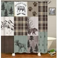 thumbnail image 3 of 4PCS Deer Shower Curtain Set, Elk Moose Mallard Duck Woodland Animals Hunting Lodge Cabin Country Rustic Farmhouse Bathroom Decor, Waterproof Fabric Shower Curtain, Non-slip Bath Mat, 3 of 8